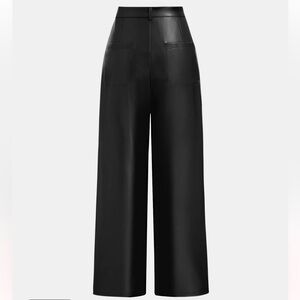 High waist straight leg PU leather pants